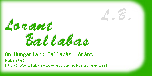 lorant ballabas business card